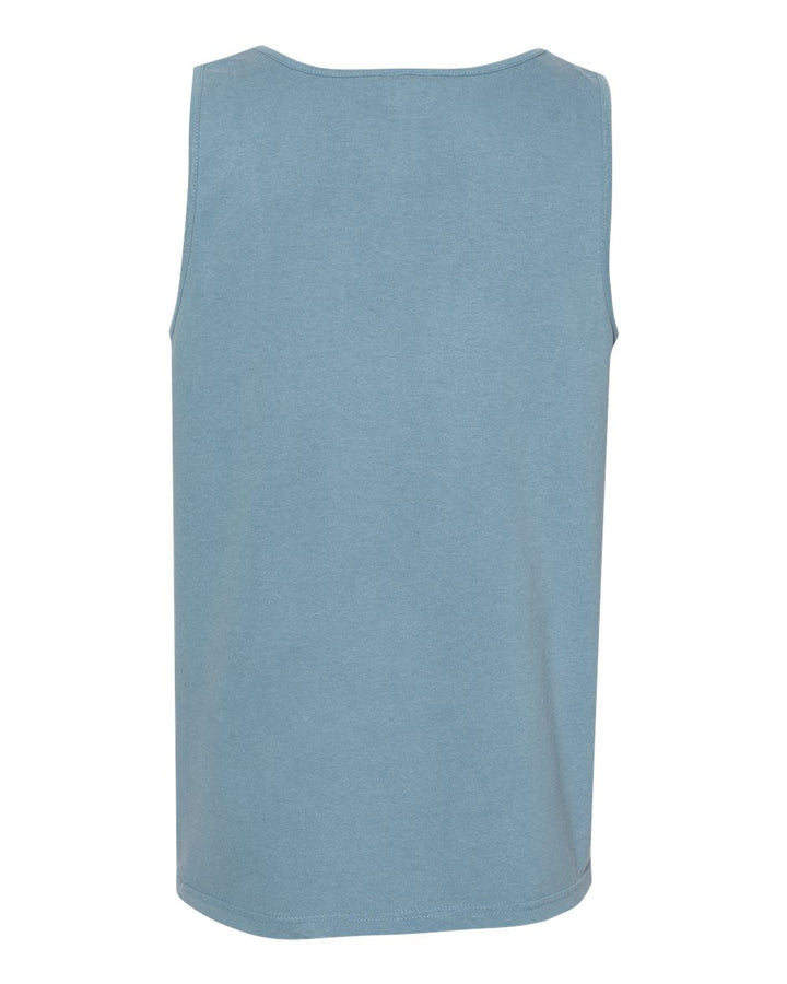 Rear View of Ice Blue Garment-Dyed Heavyweight Tank Top - 9360