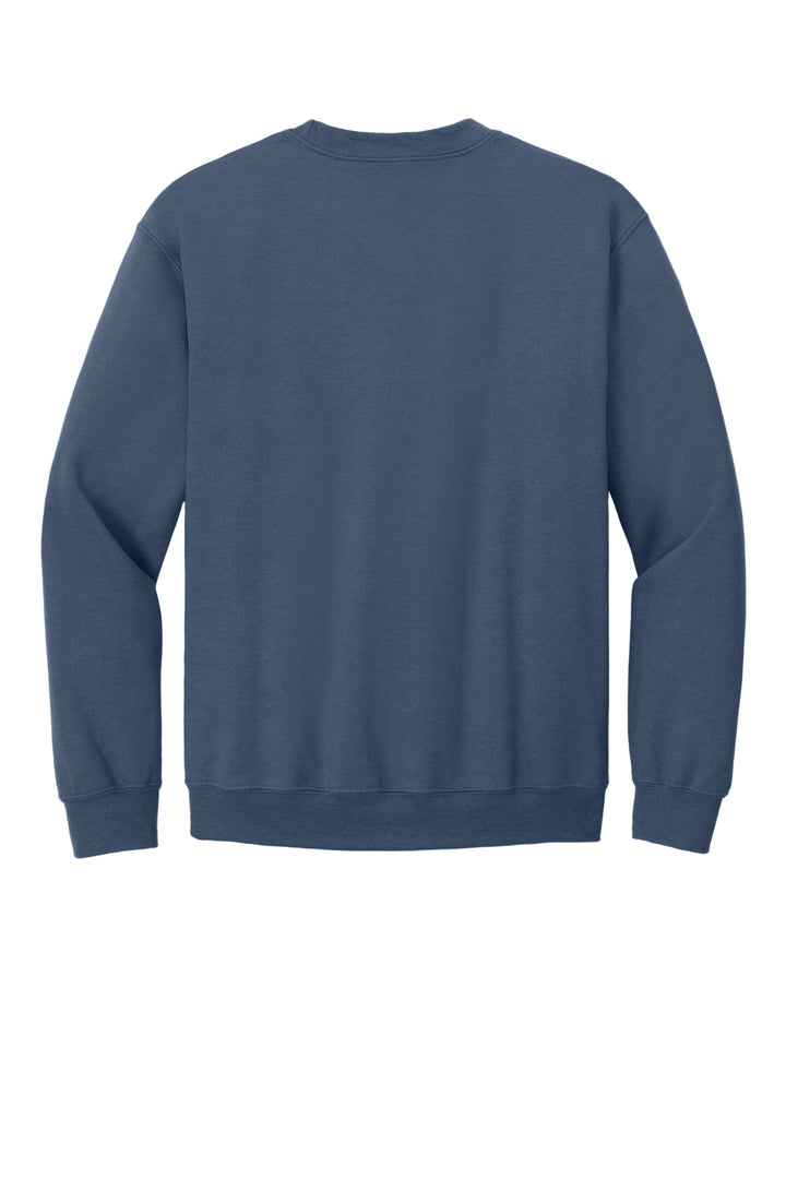 Rear View of Indigo Blue Gildan Heavy Blend Crewneck Sweatshirt. 18000