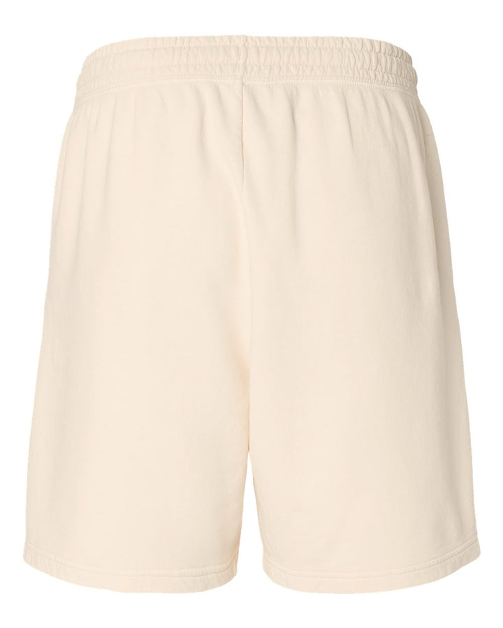 Rear View of Ivory Garment-Dyed Lightweight Fleece Sweat Shorts - 1468