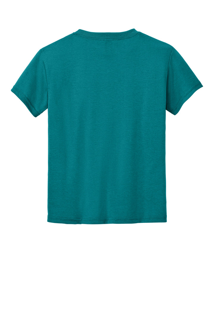 Rear View of Jade Dome Gildan Youth DryBlend 50 Cotton/50 Poly T-Shirt. 8000B