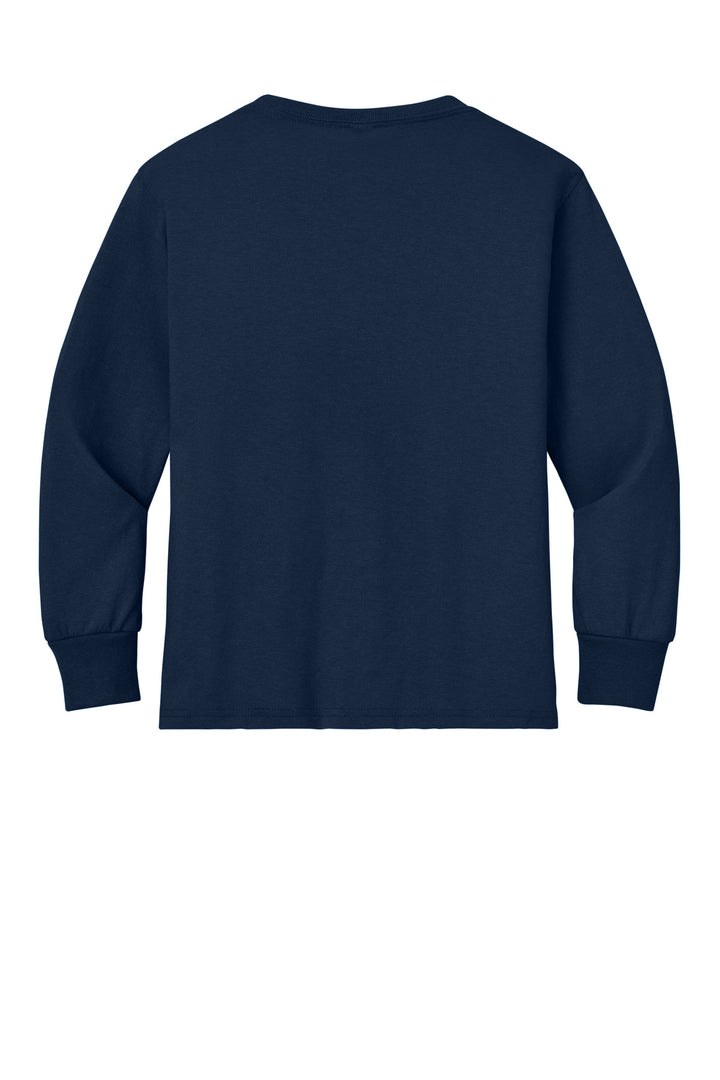 Rear View of JNavy Jerzees Youth Dri-Power 50/50 Cotton/Poly Long Sleeve 29BL