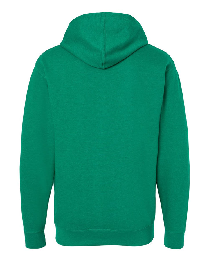 Rear View of Kelly Green Heather Midweight Hooded Sweatshirt - SS4500
