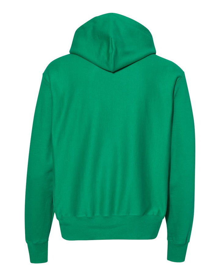 Rear View of Kelly Green Reverse Weave® Hooded Sweatshirt - S101