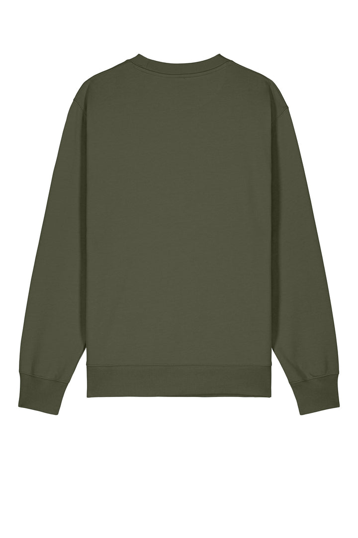 Rear View of KhakiGreen Stanley/Stella Unisex Changer 2.0 Crewneck Sweatshirt SXU004