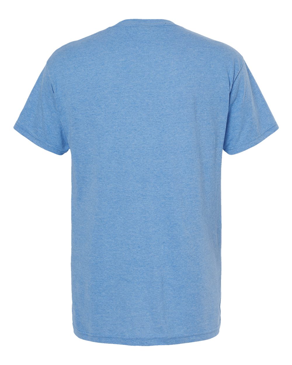 Rear View of Light Blue Heather Gold Soft Touch T-Shirt - 4800