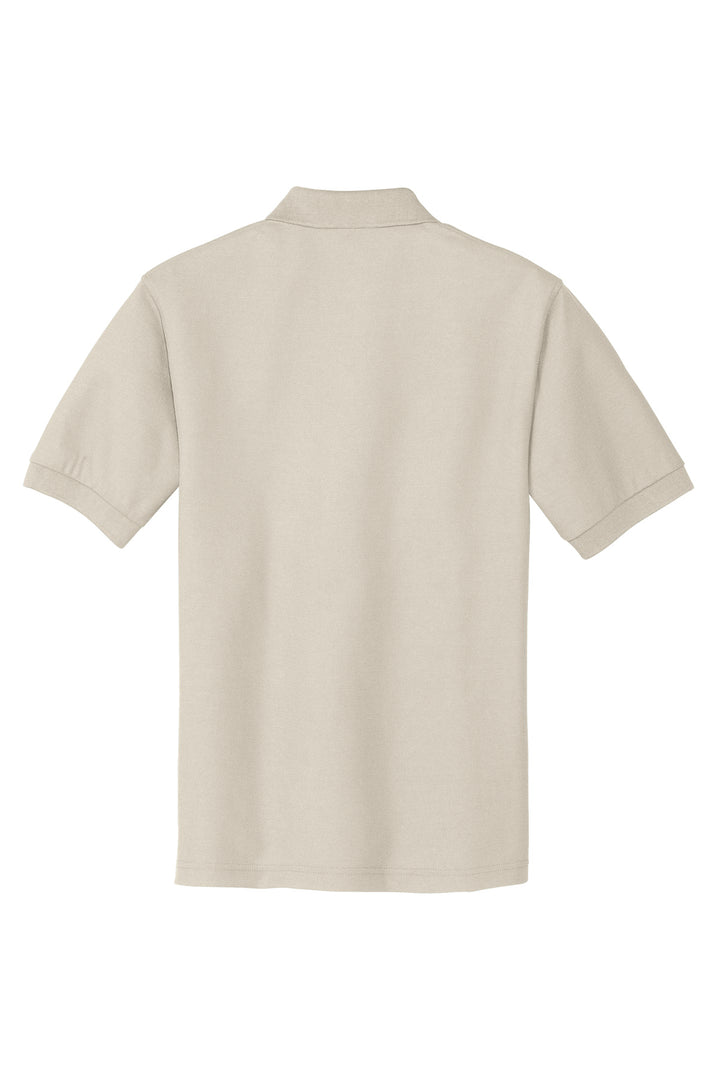 Rear View of Light Stone Port Authority Silk Touch Polo K500