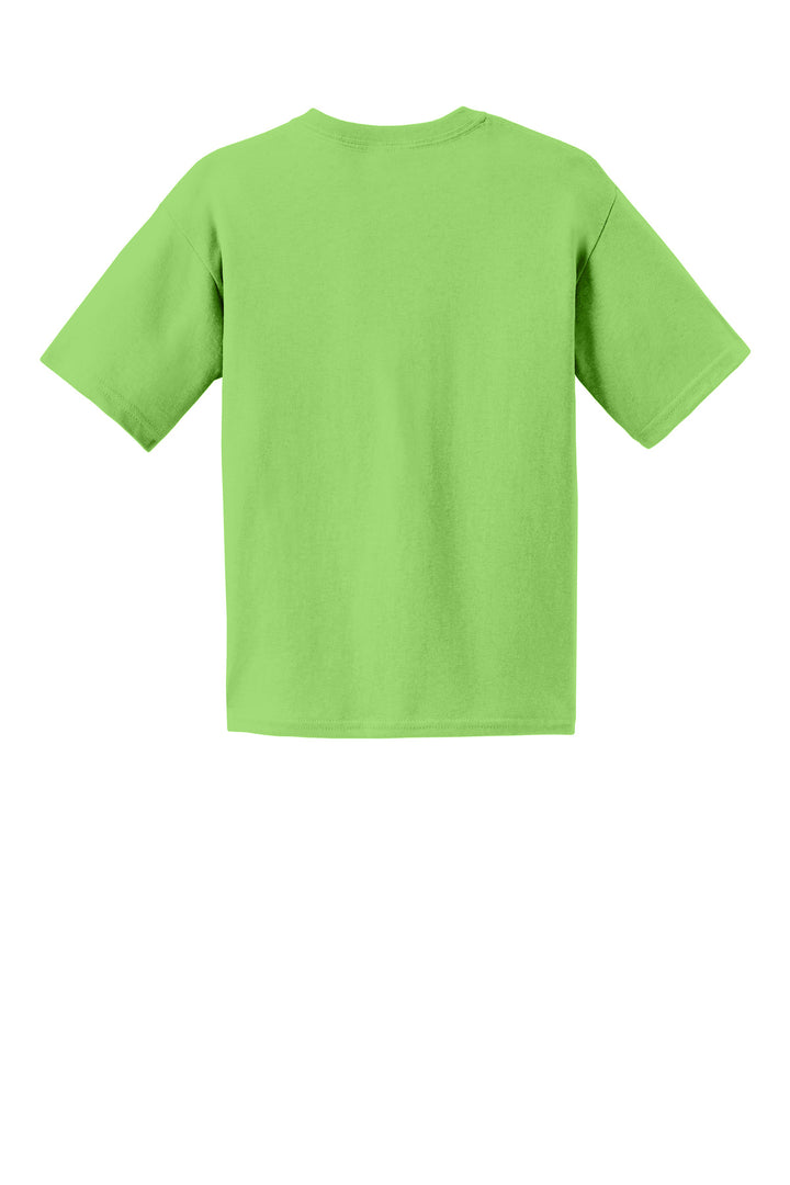 Rear View of Lime Gildan - Youth Ultra Cotton 100% US Cotton T-Shirt. 2000B