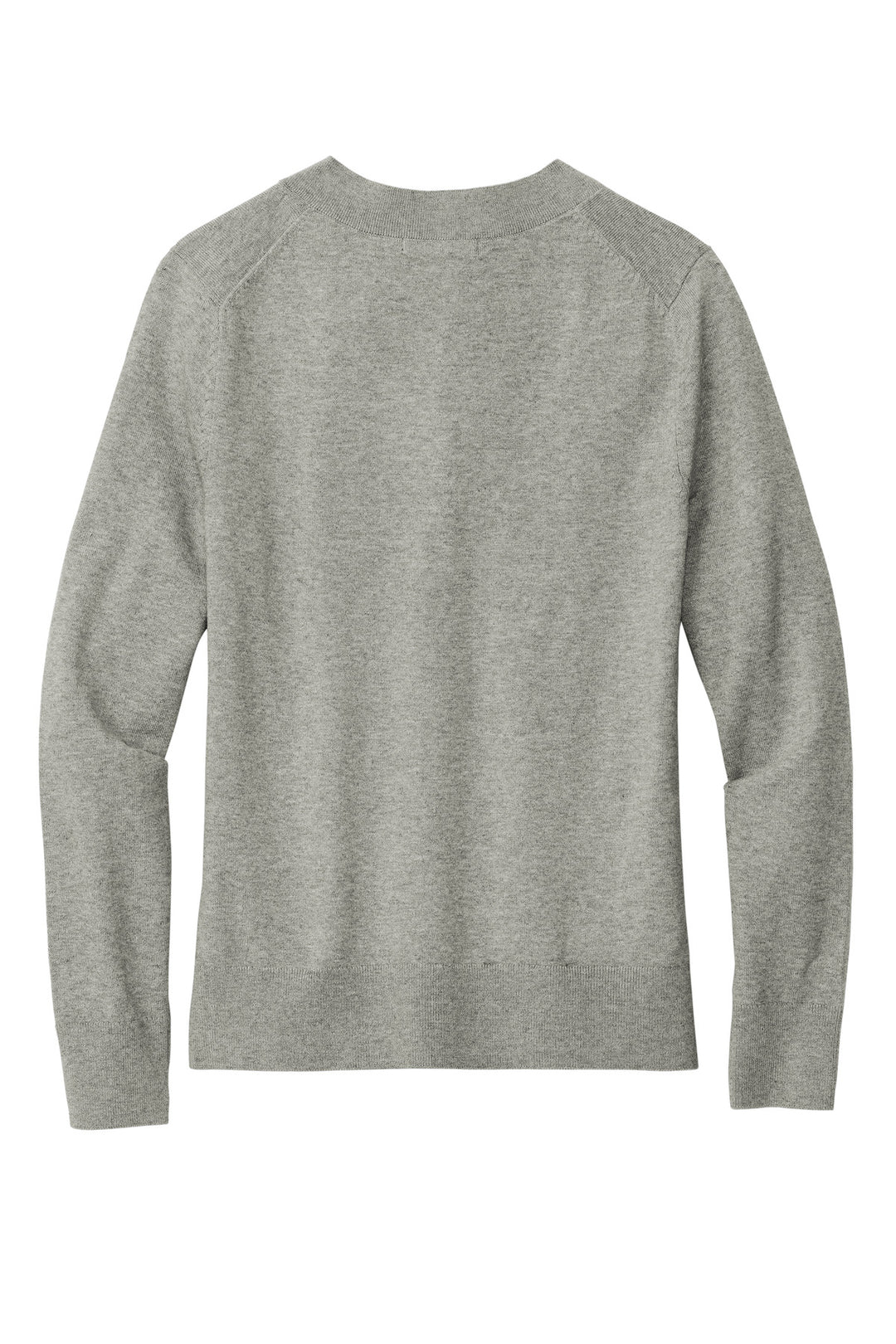 Rear View of LtShdGyHtr Brooks Brothers Women's Cotton Stretch V-Neck Sweater BB18401