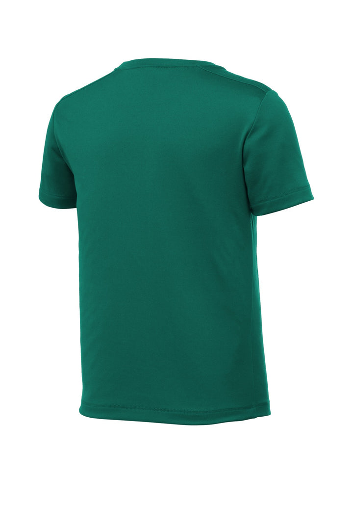 Rear View of Marine Green Sport-Tek Youth Posi-UV Pro Tee. YST420