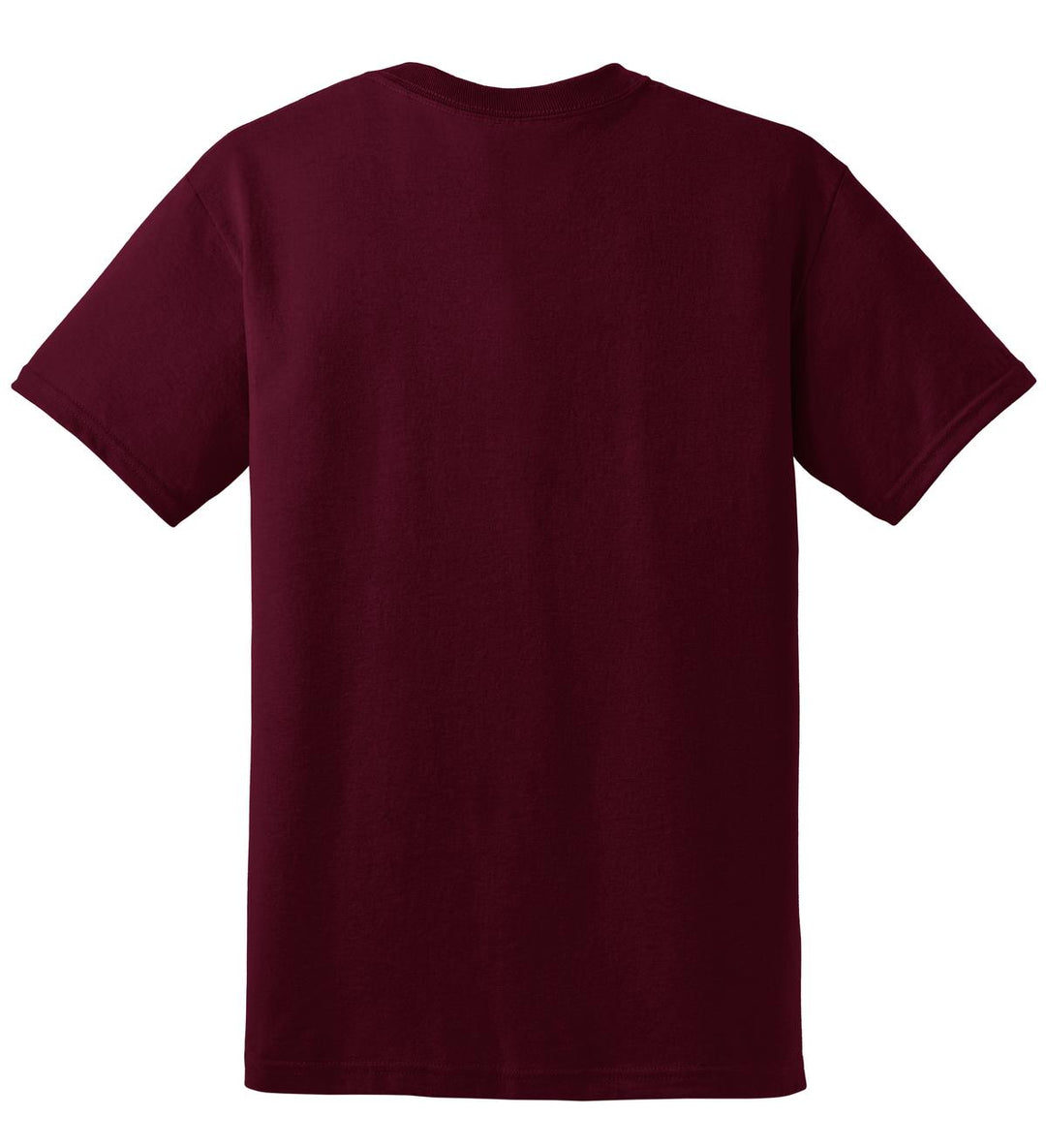 Rear View of Maroon Gildan DryBlend 50 Cotton/50 Poly T-Shirt. 8000