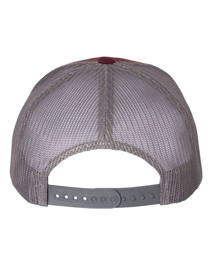 Rear View of Maroon/ Grey Retro Trucker Cap - 6606
