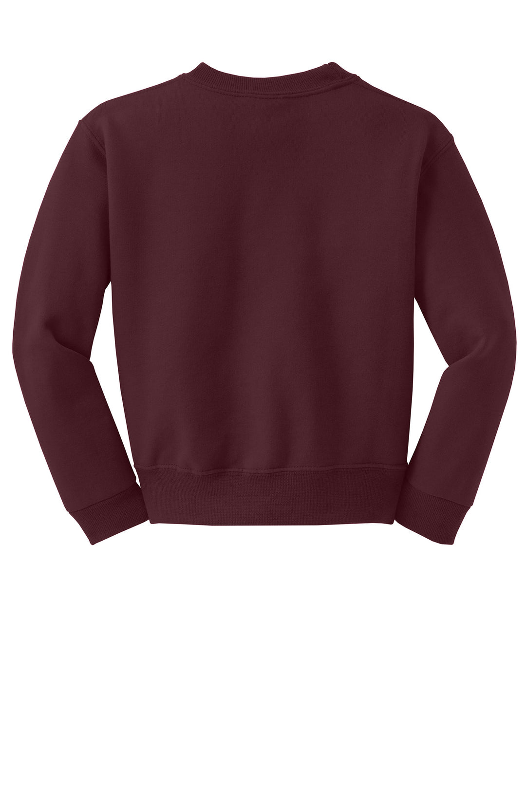 Rear View of Maroon Jerzees - Youth NuBlend Crewneck Sweatshirt. 562B