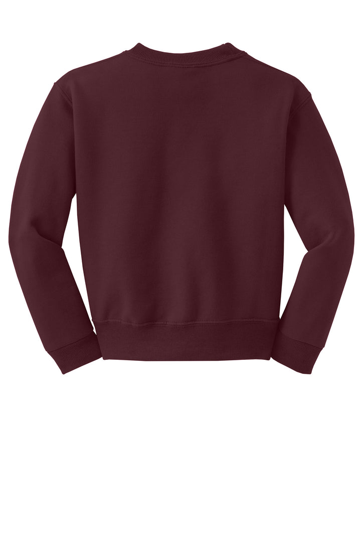 Rear View of Maroon Jerzees - Youth NuBlend Crewneck Sweatshirt. 562B