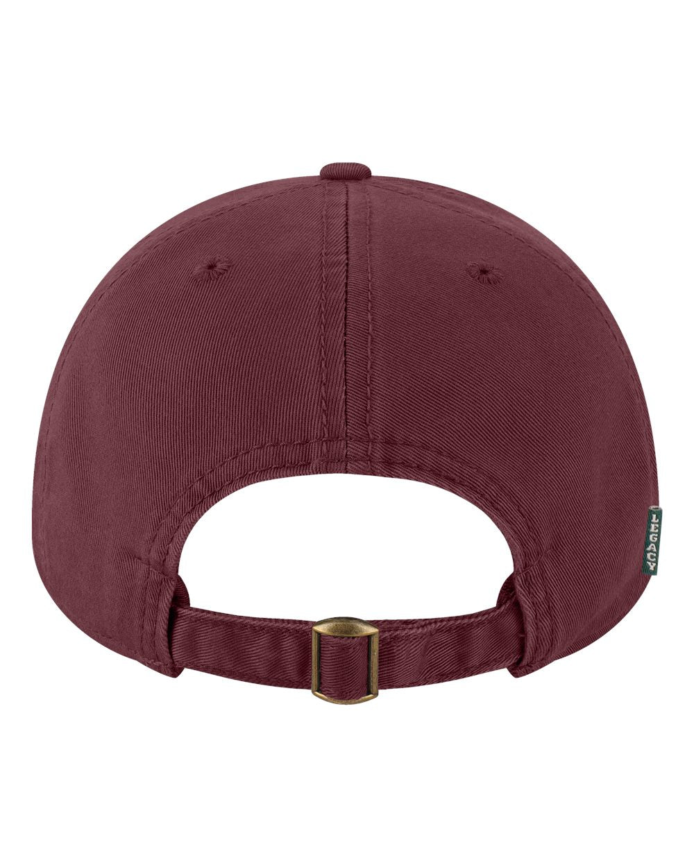 Rear View of Maroon Relaxed Twill Dad Hat - EZA