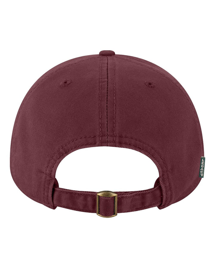 Rear View of Maroon Relaxed Twill Dad Hat - EZA