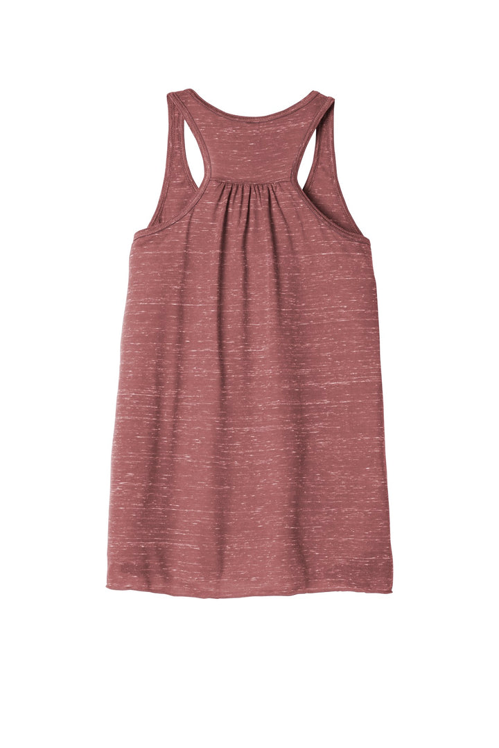 Rear View of Mauve Marble BELLA+CANVAS Women's Flowy Racerback Tank. BC8800