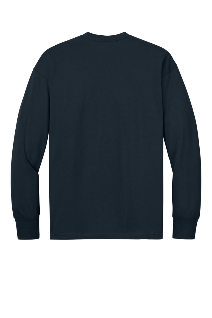 Rear View of MdntNavy Next Level Apparel Heavyweight Long Sleeve Tee NL7211