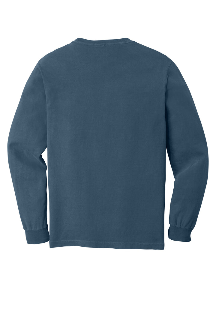 Rear View of Midnight COMFORT COLORS Heavyweight Ring Spun Long Sleeve Tee. 6014
