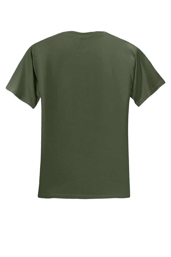 Rear View of Military Green Jerzees - Dri-Power 50/50 Cotton/Poly T-Shirt. 29M