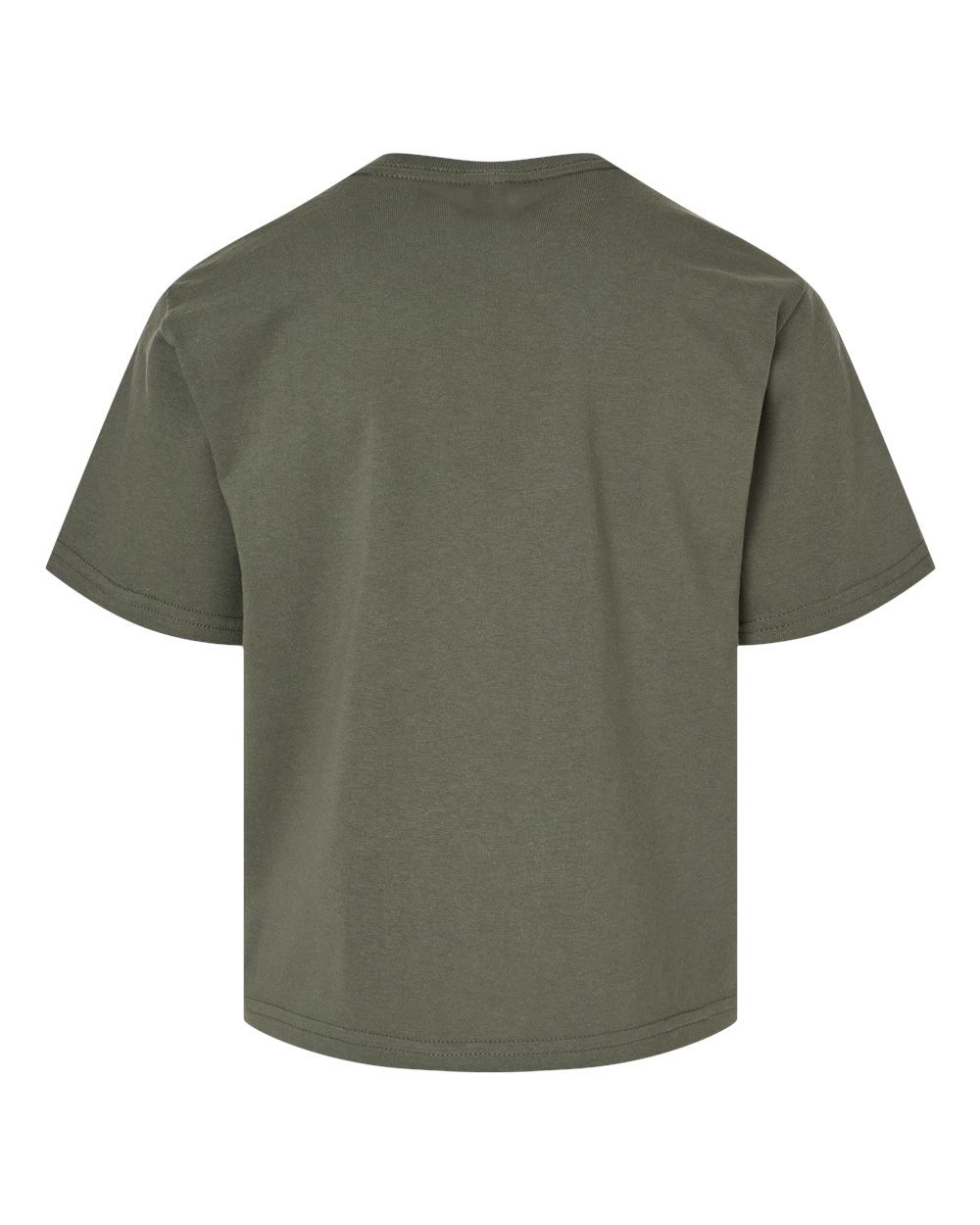 Rear View of Military Green Youth Gold Soft Touch T-Shirt - 4850