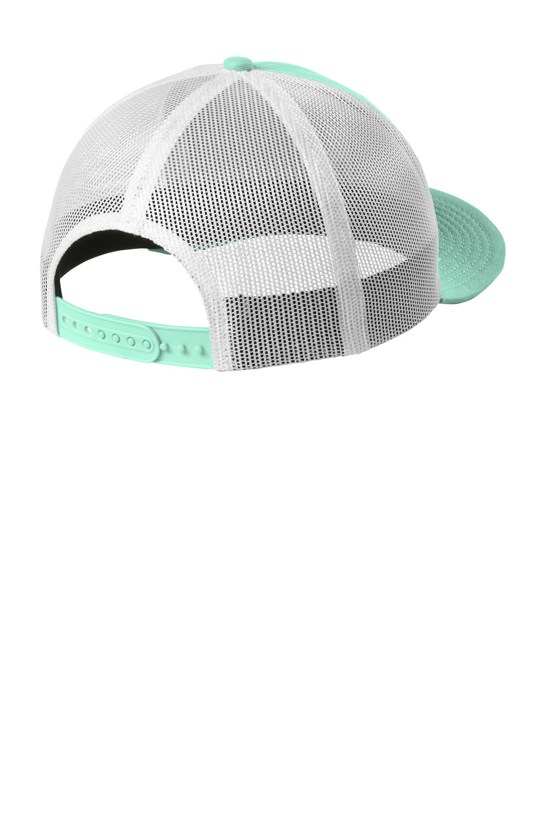 Rear View of Mint/White New Era Snapback Low Profile Trucker Cap NE207