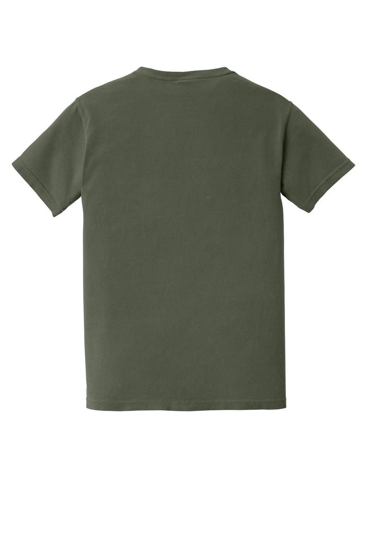 Rear View of Moss COMFORT COLORS Heavyweight Ring Spun Pocket Tee. 6030