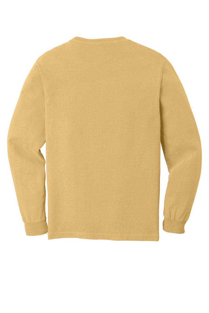 Rear View of Mustard COMFORT COLORS Heavyweight Ring Spun Long Sleeve Tee. 6014