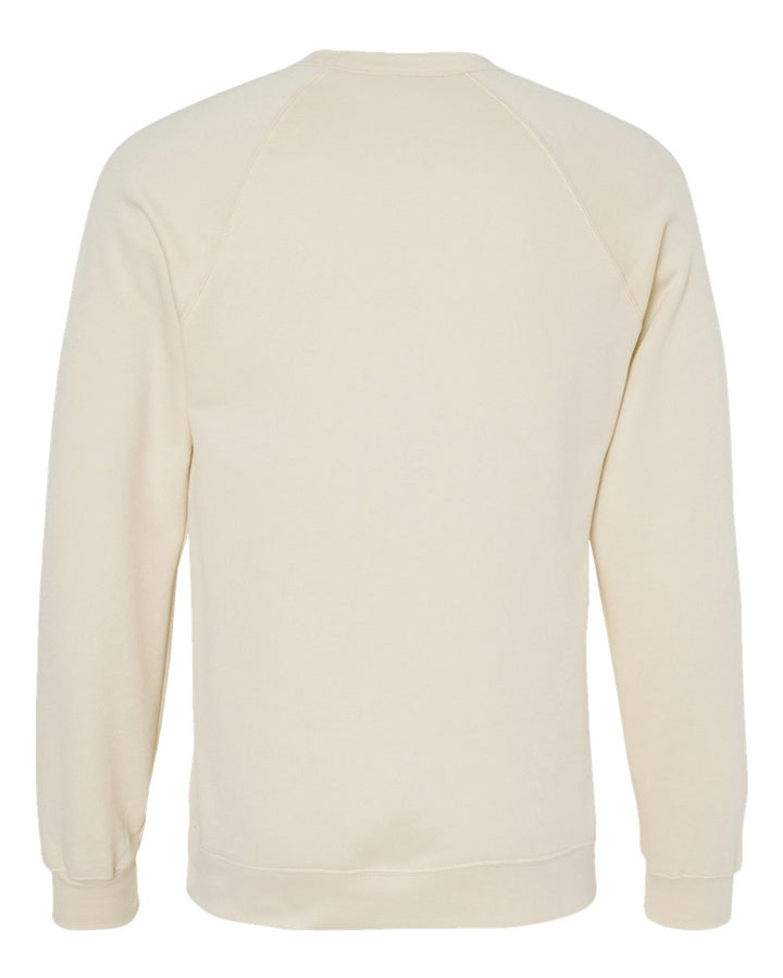 Rear View of Natural Sponge Fleece Raglan Crewneck Sweatshirt - 3901