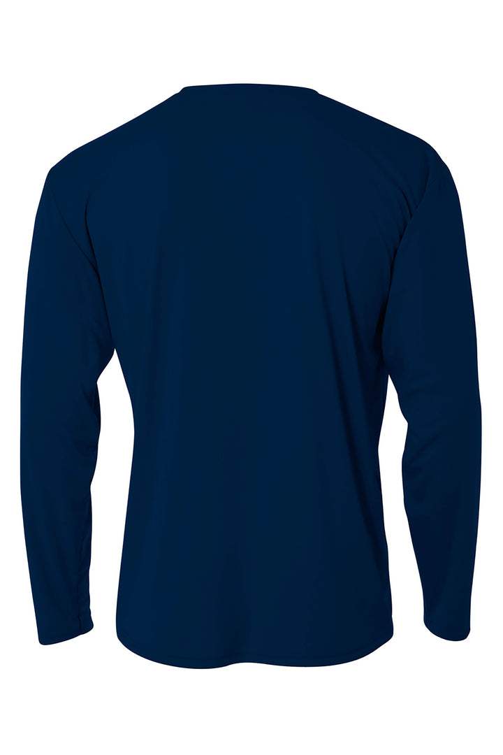 Rear View of Navy A4 Cooling Performance Long Sleeve Tee A4N3165
