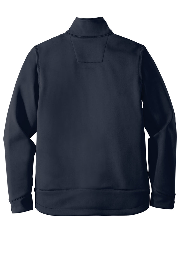 Rear View of Navy Carhartt Crowley Soft Shell Jacket. CT102199