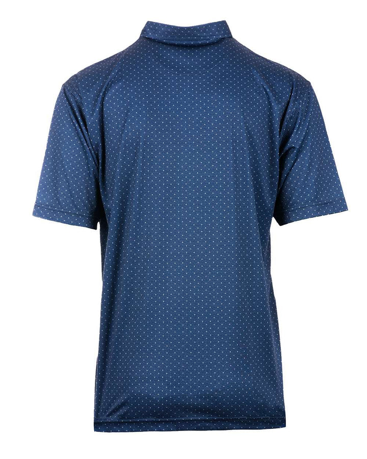 Rear View of Navy Dot Golf Polo - 0101