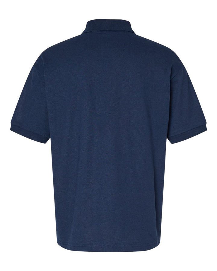 Rear View of Navy DryBlend® Jersey Polo - 8800