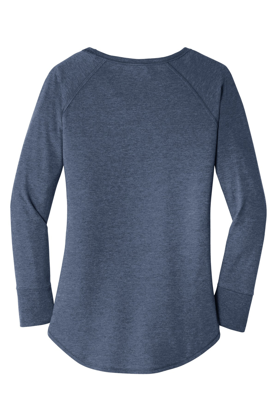 Rear View of Navy Frost District Women's Perfect Tri Long Sleeve Tunic Tee. DT132L