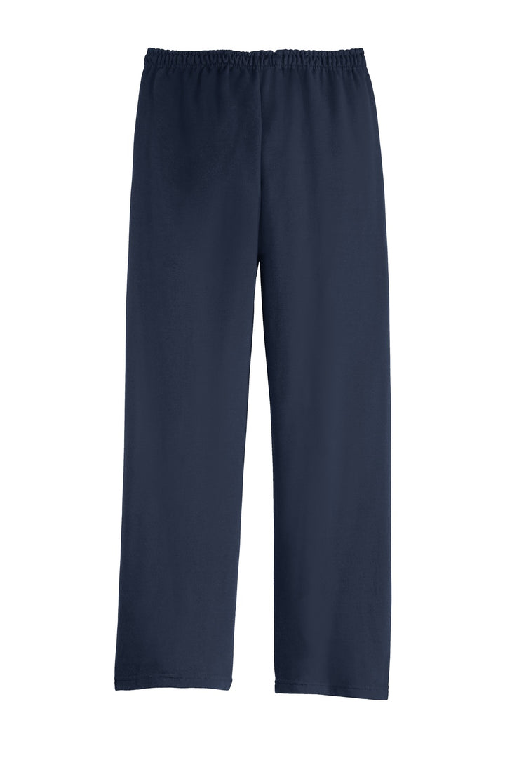 Rear View of Navy Gildan Heavy Blend Open Bottom Sweatpant. 18400