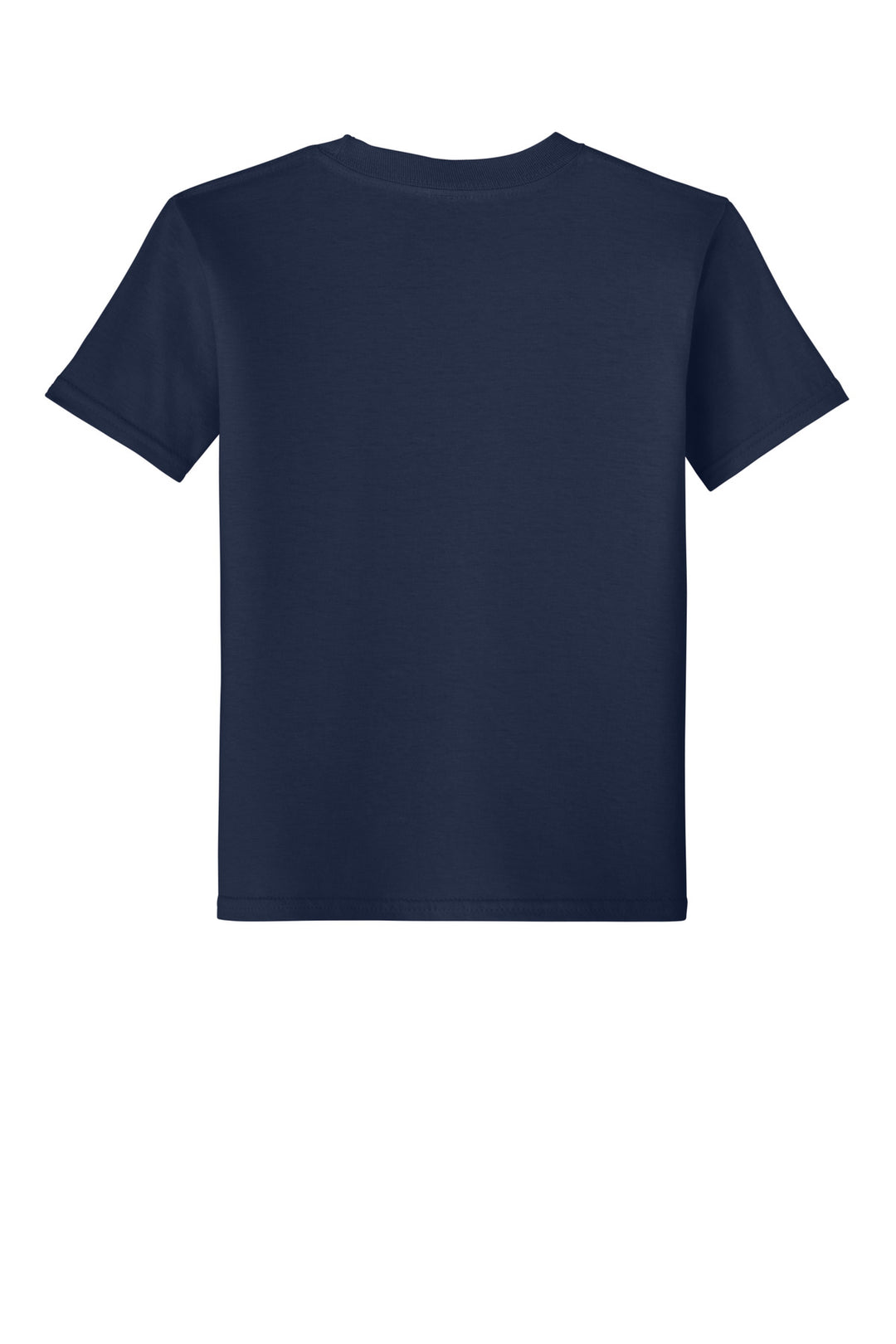Rear View of Navy Gildan Youth Softstyle T-Shirt 64000B