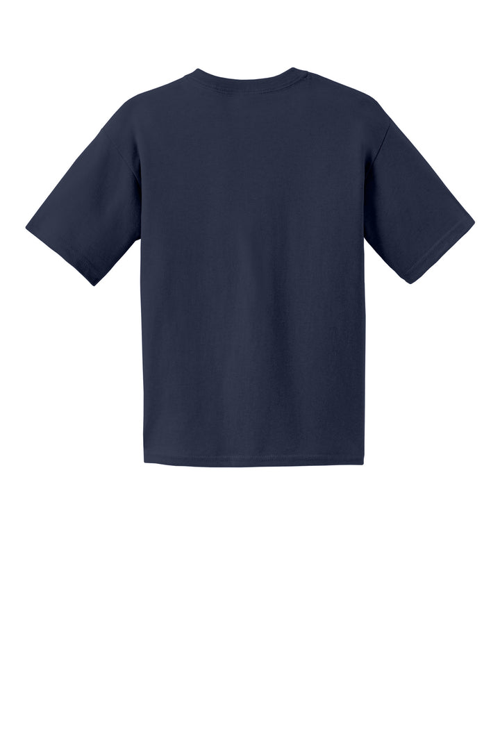 Rear View of Navy Gildan - Youth Ultra Cotton 100% US Cotton T-Shirt. 2000B