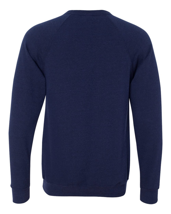 Rear View of Navy Triblend Sponge Fleece Raglan Crewneck Sweatshirt - 3901