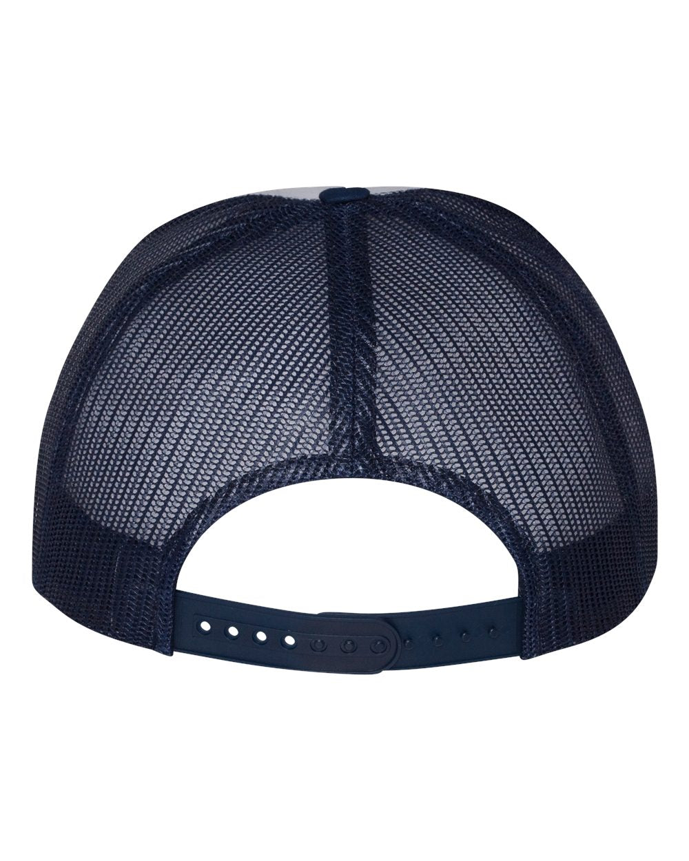 Rear View of Navy/ White/ Navy Five-Panel Classic Trucker Cap - 6006