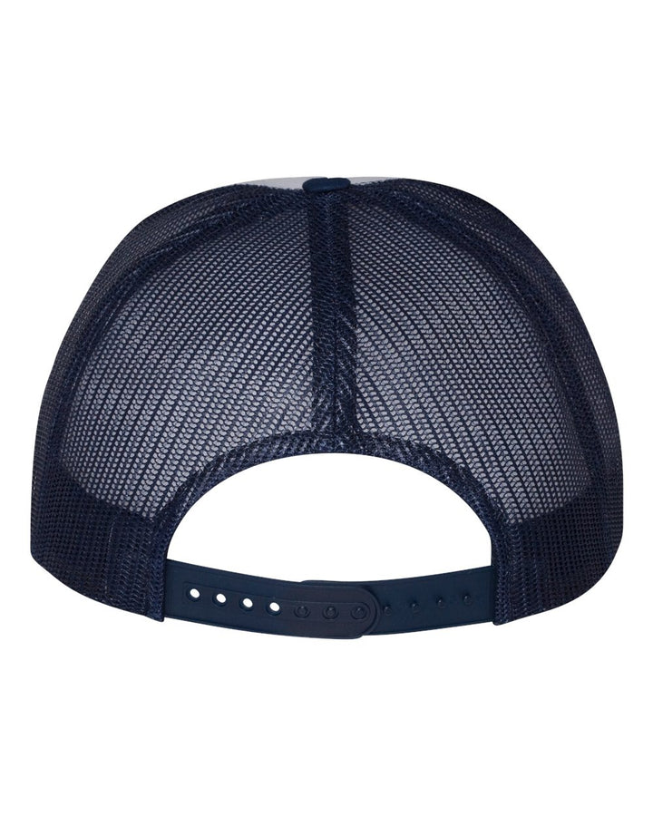 Rear View of Navy/ White/ Navy Five-Panel Classic Trucker Cap - 6006
