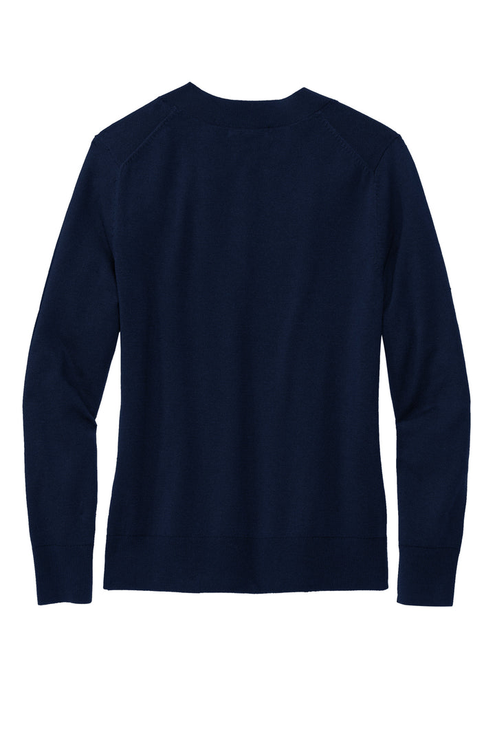 Rear View of NavyBlazer Brooks Brothers Women's Cotton Stretch V-Neck Sweater BB18401