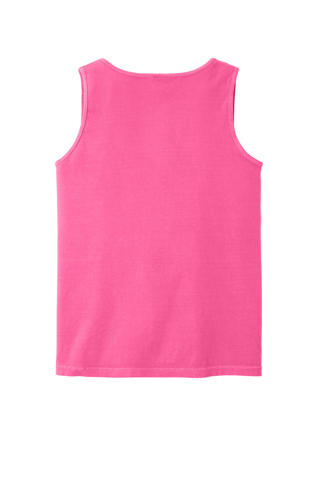 Rear View of Neon Pink COMFORT COLORS Heavyweight Ring Spun Tank Top. 9360