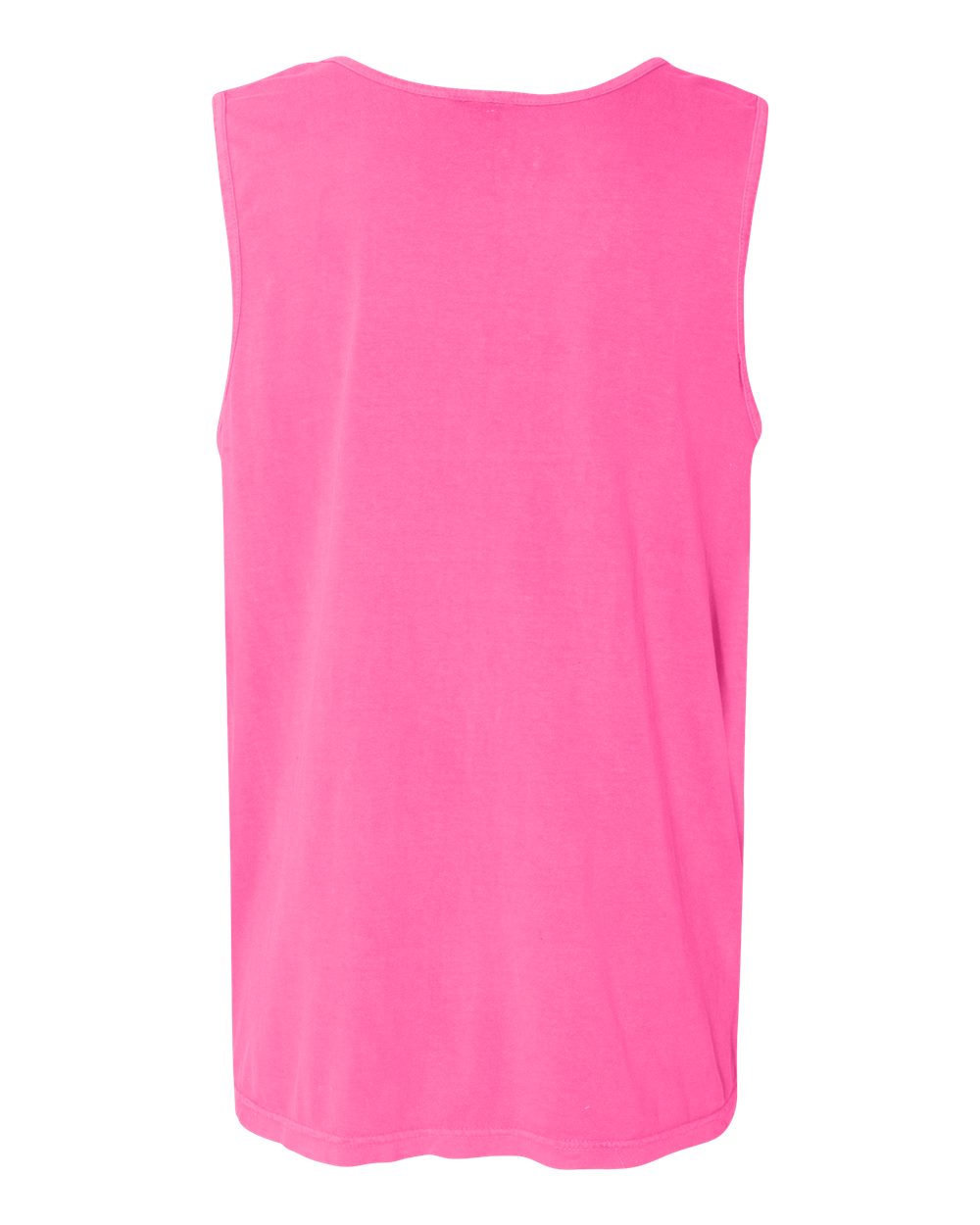 Rear View of Neon Pink Garment-Dyed Heavyweight Tank Top - 9360