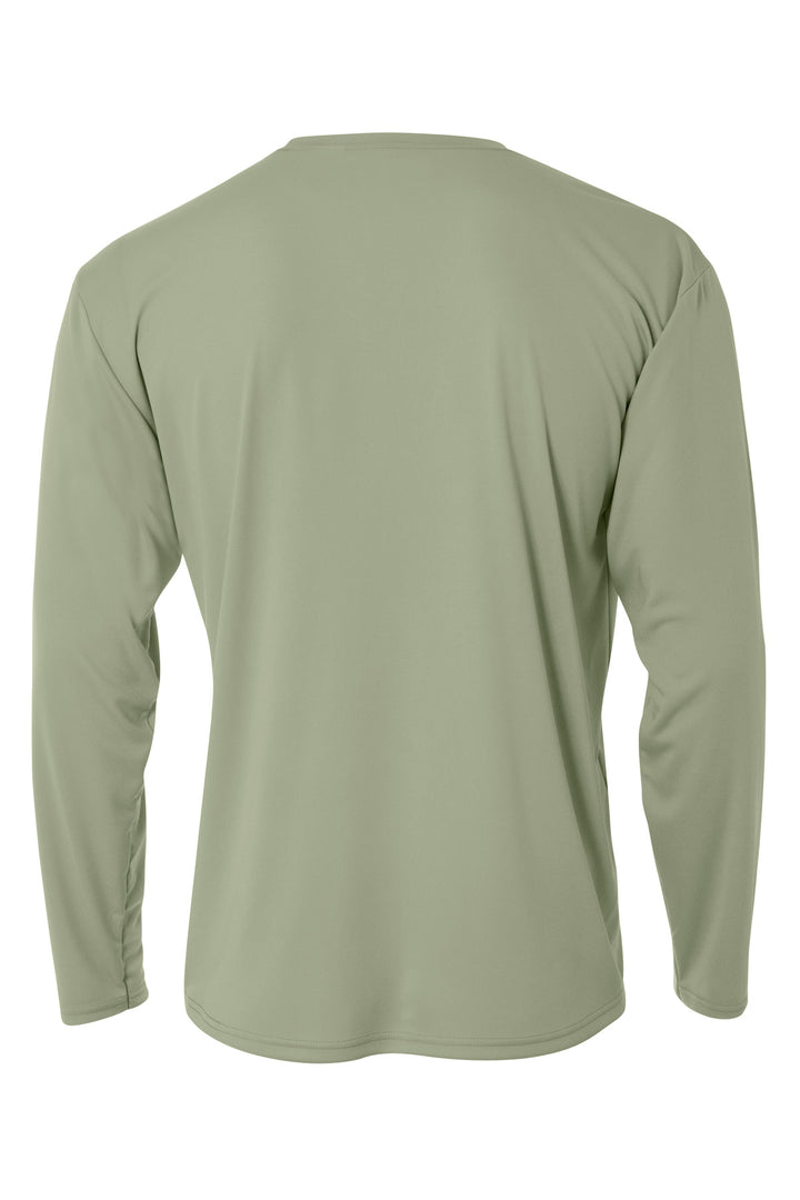 Rear View of Olive A4 Cooling Performance Long Sleeve Tee A4N3165