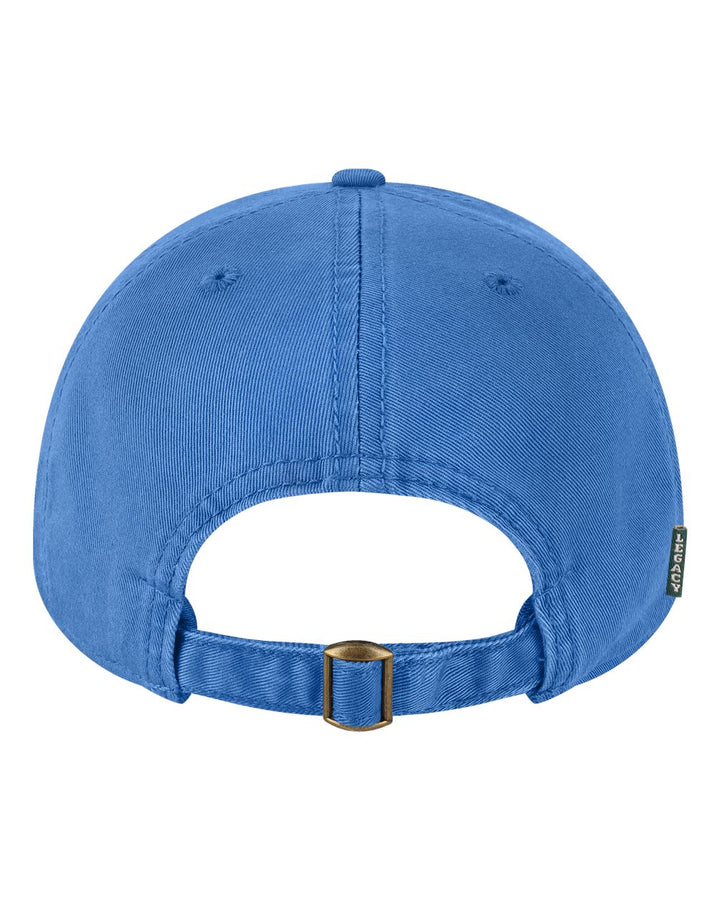 Rear View of Pacific Blue Relaxed Twill Dad Hat - EZA