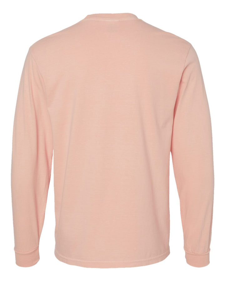 Rear View of Peachy Garment-Dyed Heavyweight Long Sleeve T-Shirt - 6014