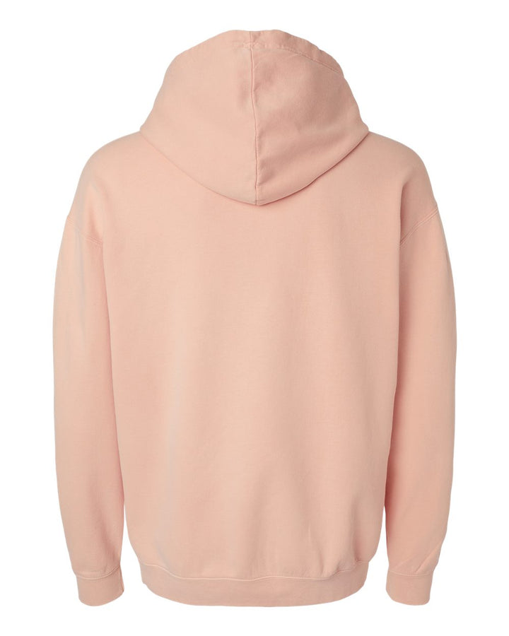 Rear View of Peachy Garment-Dyed Lightweight Fleece Hooded Sweatshirt - 1467