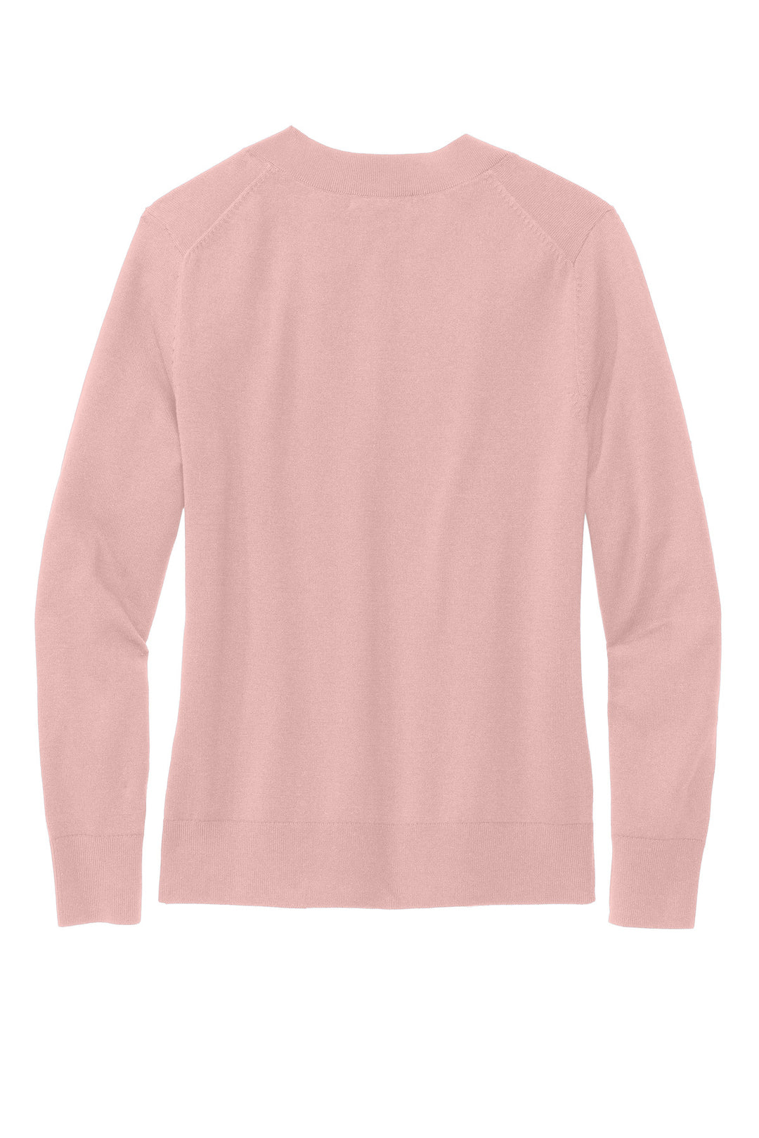 Rear View of PearlPink Brooks Brothers Women's Cotton Stretch V-Neck Sweater BB18401