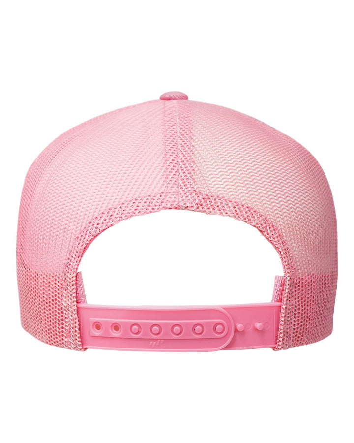 Rear View of Pink Five-Panel Classic Trucker Cap - 6006