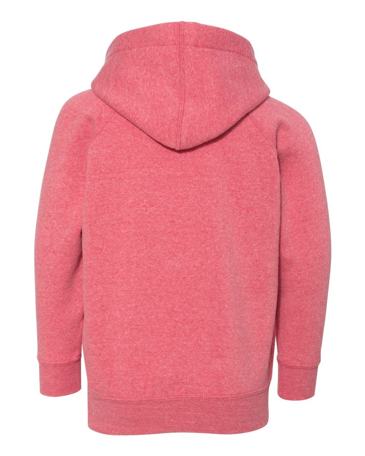 Rear View of Pomegranate Toddler Special Blend Hooded Raglan Sweatshirt - PRM10TSB