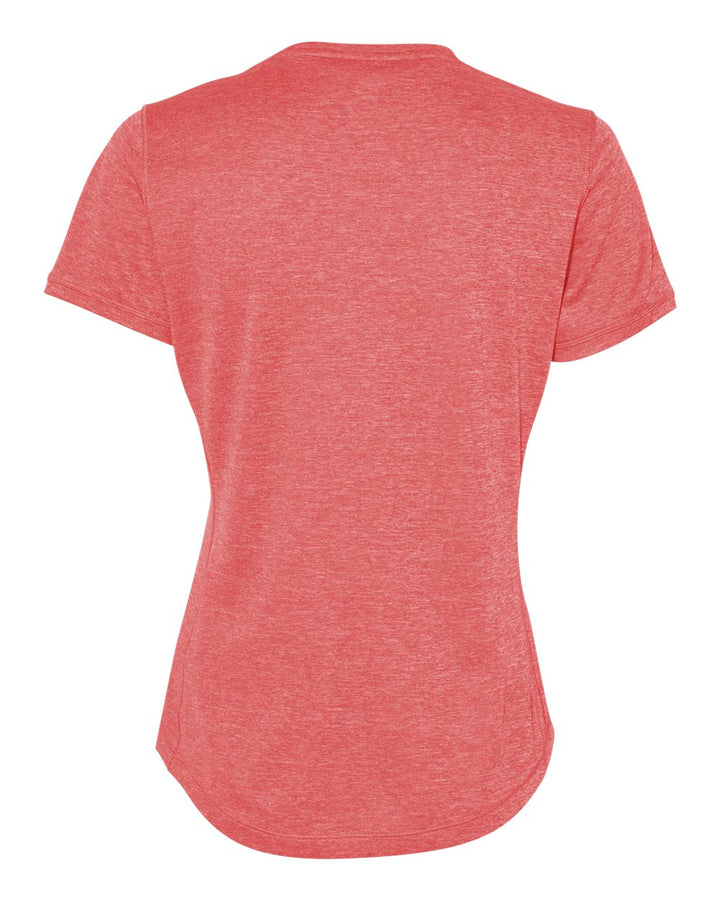 Rear View of Power Red Heather Women's Sport T-Shirt - A377